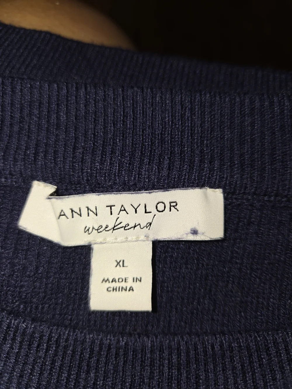 Ann Taylor Navy and White Striped Crewneck Sweater